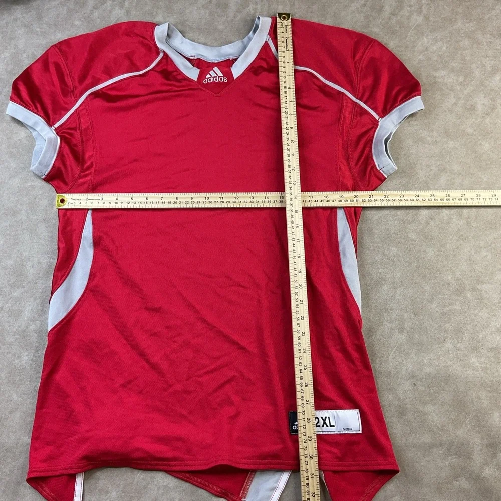 Adidas Football Training Jersey Practice Blank Red V-Neck Men Sz 2XL‎
